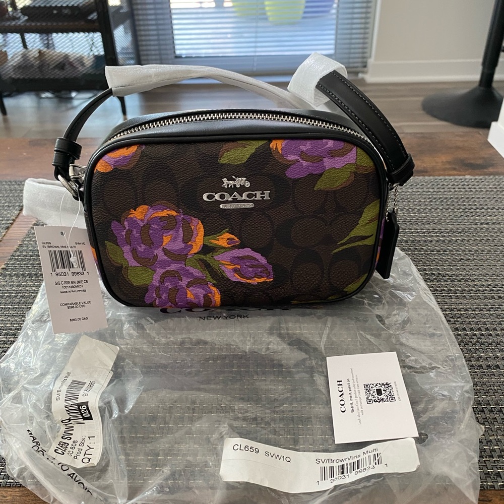 Coach Mini Jamie Camera Bag, Sig C Rose Print, NWT, brand new, never used.